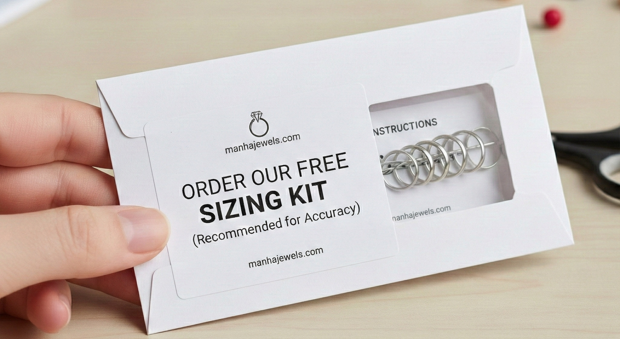 Paper strip ring measurement diagram showing circumference method