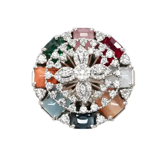 Multicolor Gemstone Diamond Ring