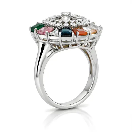 Multicolor Gemstone Diamond Ring