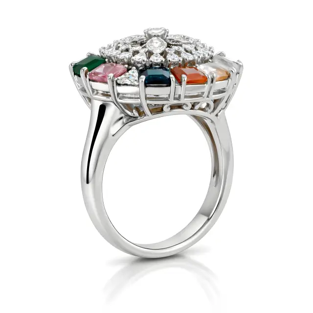 Multicolor Gemstone Diamond Ring