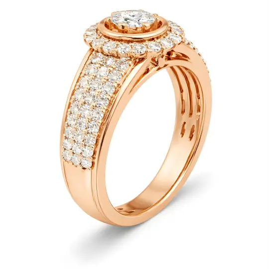Diamond Halo Gold Ring