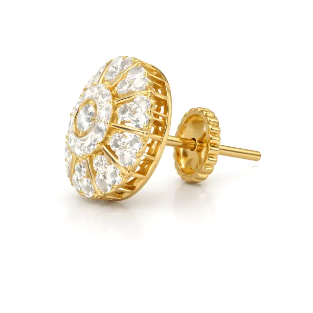 Diamond Stud Gold Earrings