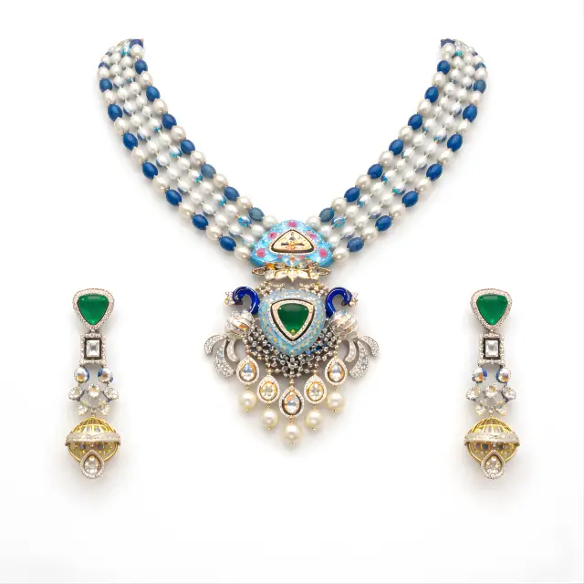 Multicolor Diamond Necklace Set